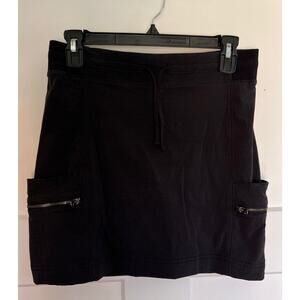 Athleta Black Mini Skort Pockets Zipper Drawstring Stretch SIZE 6